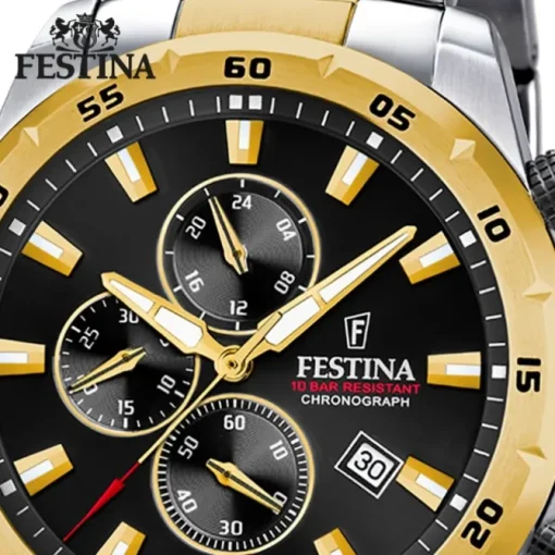 Festina Herrenuhr Chronograph Sport Armbanduhr Edelstahl silber gold UF20562/4