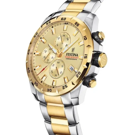 Festina Herrenuhr Chronograph Sport Armbanduhr Edelstahl silber gold UF20562/1