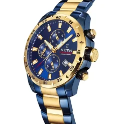 Festina Herrenuhr Chronograph Sport Armbanduhr Edelstahl blau gold UF20564/1