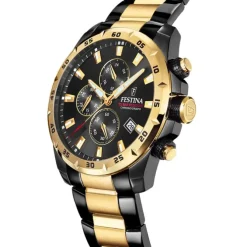 Festina Herrenuhr Chronograph Sport Armbanduhr Edelstahl schwarz gold UF20563/1