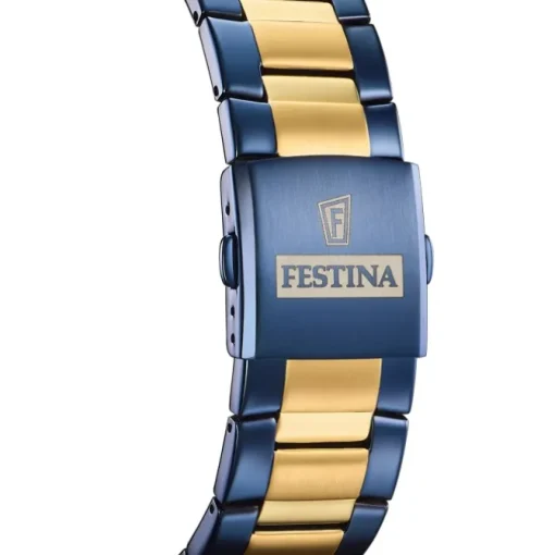 Festina Herrenuhr Chronograph Sport Armbanduhr Edelstahl blau gold UF20564/1
