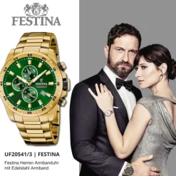 Festina Herrenuhr Chronograph Sport F20541/3 Armbanduhr Edelstahl gold UF20541/3