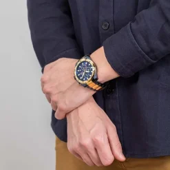 Festina Herrenuhr Chronograph Sport Armbanduhr Edelstahl blau gold UF20564/1