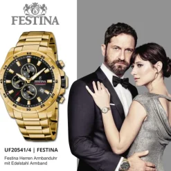 Festina Herrenuhr Chronograph Sport F20541/4 Armbanduhr Edelstahl gold UF20541/4