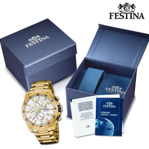 Festina Herrenuhr Chronograph Sport F20541/1 Armbanduhr Edelstahl gold UF20541/1