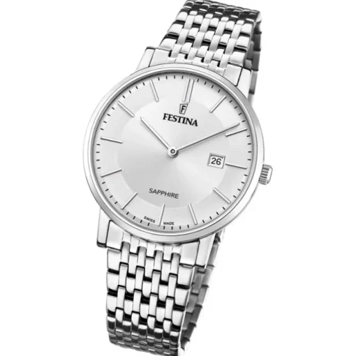 Festina Herrenuhr Edelstahl silber Festina Swiss Made Armbanduhr UF20018/1
