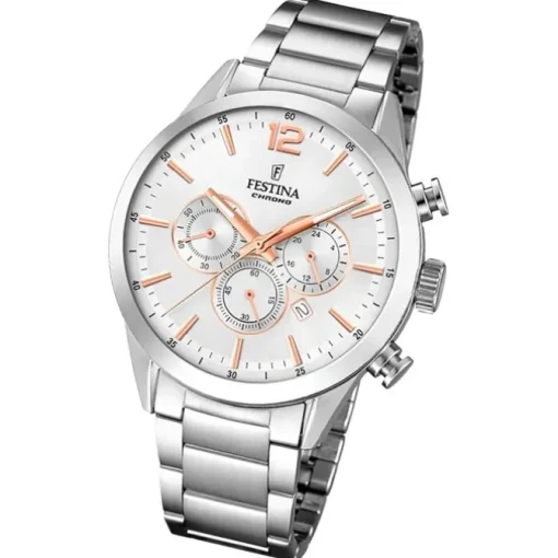 Festina Herrenuhr Edelstahl silber Timeless Chronograph Armbanduhr UF20343/6