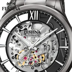 Festina Herrenuhr Edelstahl schwarz Festina Automatik Armbanduhr UF20632/1
