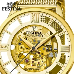 Festina Herrenuhr Edelstahl gold Festina Automatik Armbanduhr UF20667/1