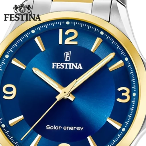 Festina Herrenuhr Edelstahl silber gold Festina Solar Energy Solaruhr UF20657/4