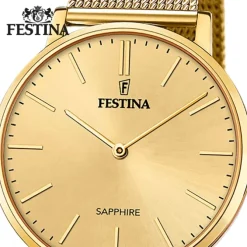 Festina Herrenuhr Edelstahl gold Festina Swiss Made Armbanduhr UF20022/2