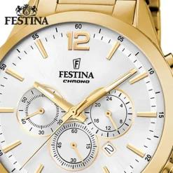 Festina Herrenuhr Edelstahl gold Timeless Chronograph Armbanduhr UF20633/1