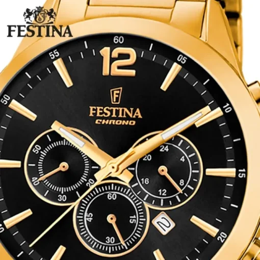 Festina Herrenuhr Edelstahl gold Timeless Chronograph Armbanduhr UF20633/3