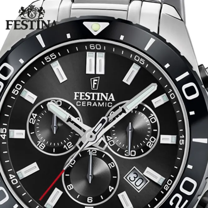 Festina Herrenuhr Edelstahl silber Festina Swiss made Armbanduhr UF20042/4