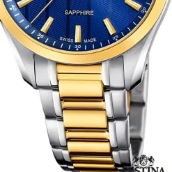 Festina Herrenuhr Edelstahl silber gold Festina Swiss made Armbanduhr UF20027/2
