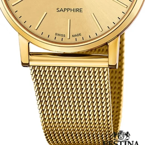 Festina Herrenuhr Edelstahl gold Festina Swiss Made Armbanduhr UF20022/2