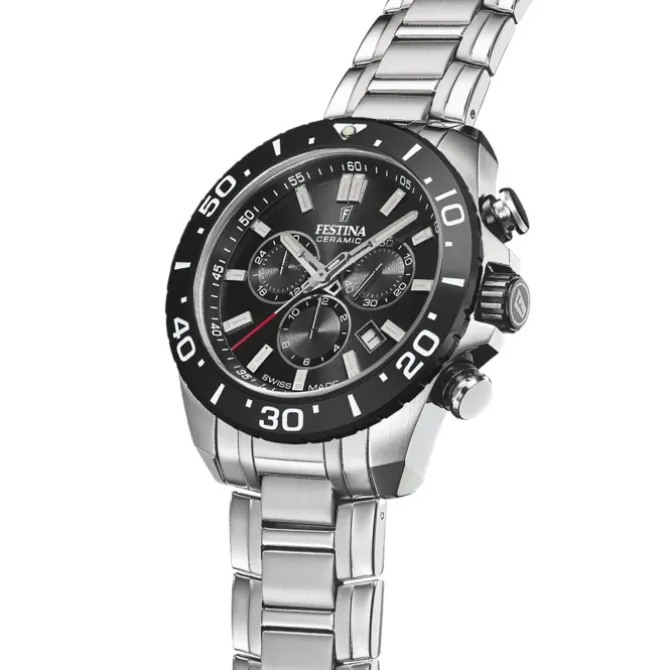 Festina Herrenuhr Edelstahl silber Festina Swiss made Armbanduhr UF20042/4