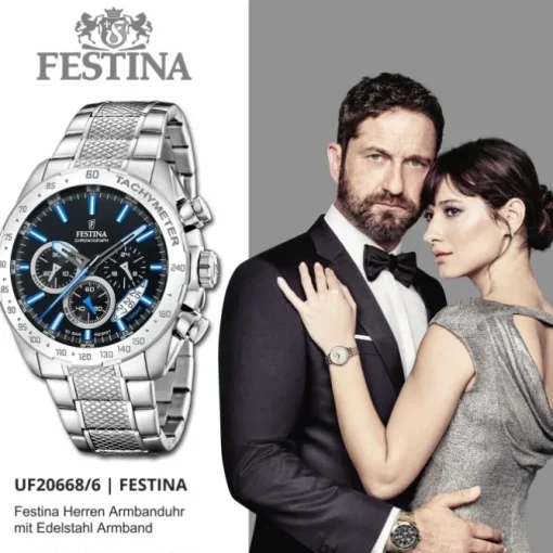 Festina Herrenuhr Edelstahl silber Timeless Chronograph Armbanduhr UF20668/6