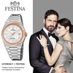 Festina Herrenuhr Edelstahl silber Festina Swiss made Armbanduhr UF20036/1