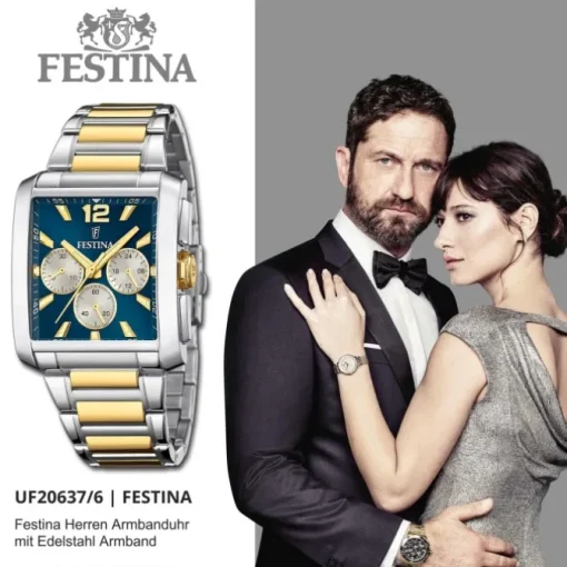 Festina Herrenuhr Edelstahl silber gold Chronograph Armbanduhr UF20637/6