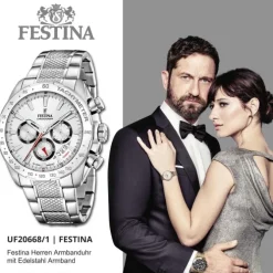 Festina Herrenuhr Edelstahl silber Timeless Chronograph Armbanduhr UF20668/1