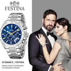 Festina Herrenuhr Edelstahl silber Timeless Chronograph Armbanduhr UF20668/2