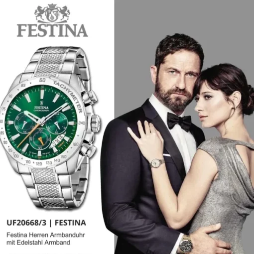 Festina Herrenuhr Edelstahl silber Timeless Chronograph Armbanduhr UF20668/3