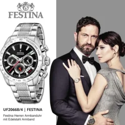 Festina Herrenuhr Edelstahl silber Timeless Chronograph Armbanduhr UF20668/4