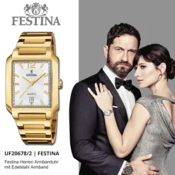 Festina Herrenuhr Edelstahl gold Festina Trend Armbanduhr UF20678/2