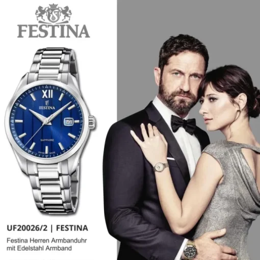 Festina Herrenuhr Edelstahl silber Festina Swiss made Armbanduhr UF20026/2