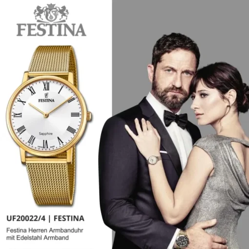 Festina Herrenuhr Edelstahl gold Festina Swiss made Armbanduhr UF20022/4