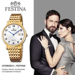 Festina Herrenuhr Edelstahl gold Festina Swiss made Armbanduhr UF20020/4