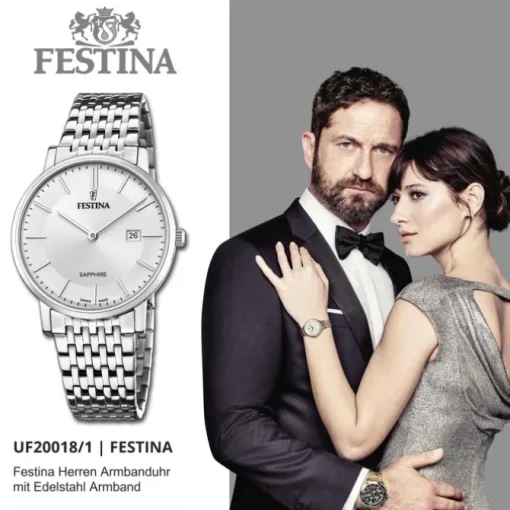 Festina Herrenuhr Edelstahl silber Festina Swiss Made Armbanduhr UF20018/1