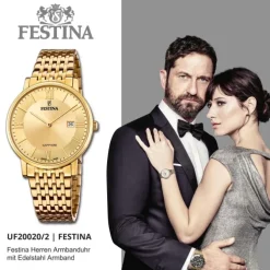 Festina Herrenuhr Edelstahl gold Festina Swiss Made Armbanduhr UF20020/2