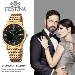 Festina Herrenuhr Edelstahl gold Festina Swiss Made Armbanduhr UF20020/3