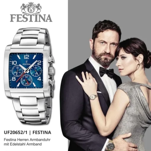 Festina Herrenuhr Edelstahl silber Timeless Chronograph Armbanduhr UF20652/1