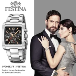 Festina Herrenuhr Edelstahl silber Timeless Chronograph Armbanduhr UF20652/4