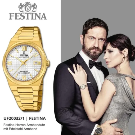 Festina Herrenuhr Edelstahl gold Festina Swiss made Armbanduhr UF20032/1