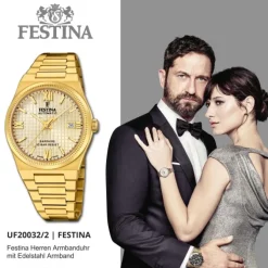 Festina Herrenuhr Edelstahl gold Festina Swiss made Armbanduhr UF20032/2