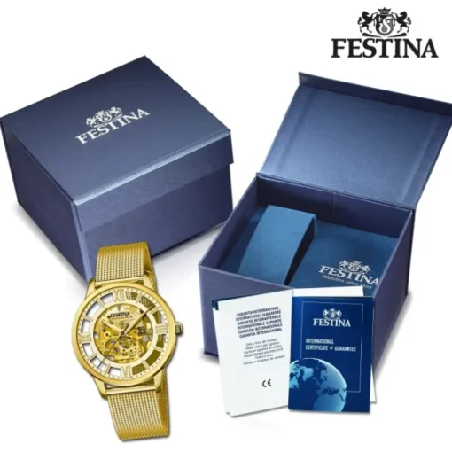 Festina Herrenuhr Edelstahl gold Festina Automatik Armbanduhr UF20667/1