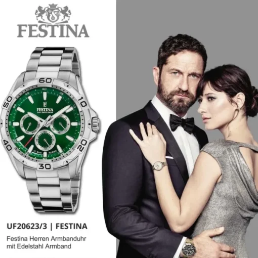 Festina Herrenuhr Edelstahl silber Festina Multifunktion Armbanduhr UF20623/3
