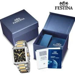 Festina Herrenuhr Edelstahl silber gold Chronograph Armbanduhr UF20637/4