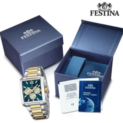 Festina Herrenuhr Edelstahl silber gold Chronograph Armbanduhr UF20637/6