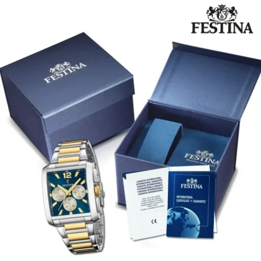 Festina Herrenuhr Edelstahl silber gold Chronograph Armbanduhr UF20637/6