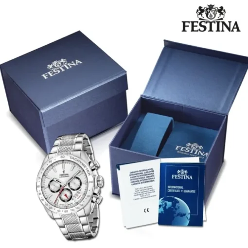 Festina Herrenuhr Edelstahl silber Timeless Chronograph Armbanduhr UF20668/1