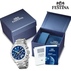 Festina Herrenuhr Edelstahl silber Timeless Chronograph Armbanduhr UF20668/2
