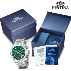 Festina Herrenuhr Edelstahl silber Timeless Chronograph Armbanduhr UF20668/3