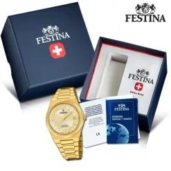 Festina Herrenuhr Edelstahl gold Festina Swiss made Armbanduhr UF20038/2