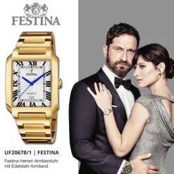 Festina Herrenuhr Edelstahl gold Festina Trend Armbanduhr UF20678/1