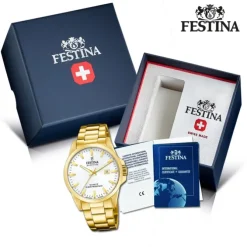 Festina Herrenuhr Edelstahl gold Festina Swiss made Armbanduhr UF20044/2